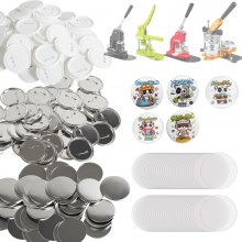 VEVOR 200 Sets 3 inch 75mm Pin Back Button Parts for Button Maker Machine, DIY Round Button Badge Parts, Set Includes Metal Top, Plastic/Metal Button, Clear Film, and Blank Paper For Gifts Presents