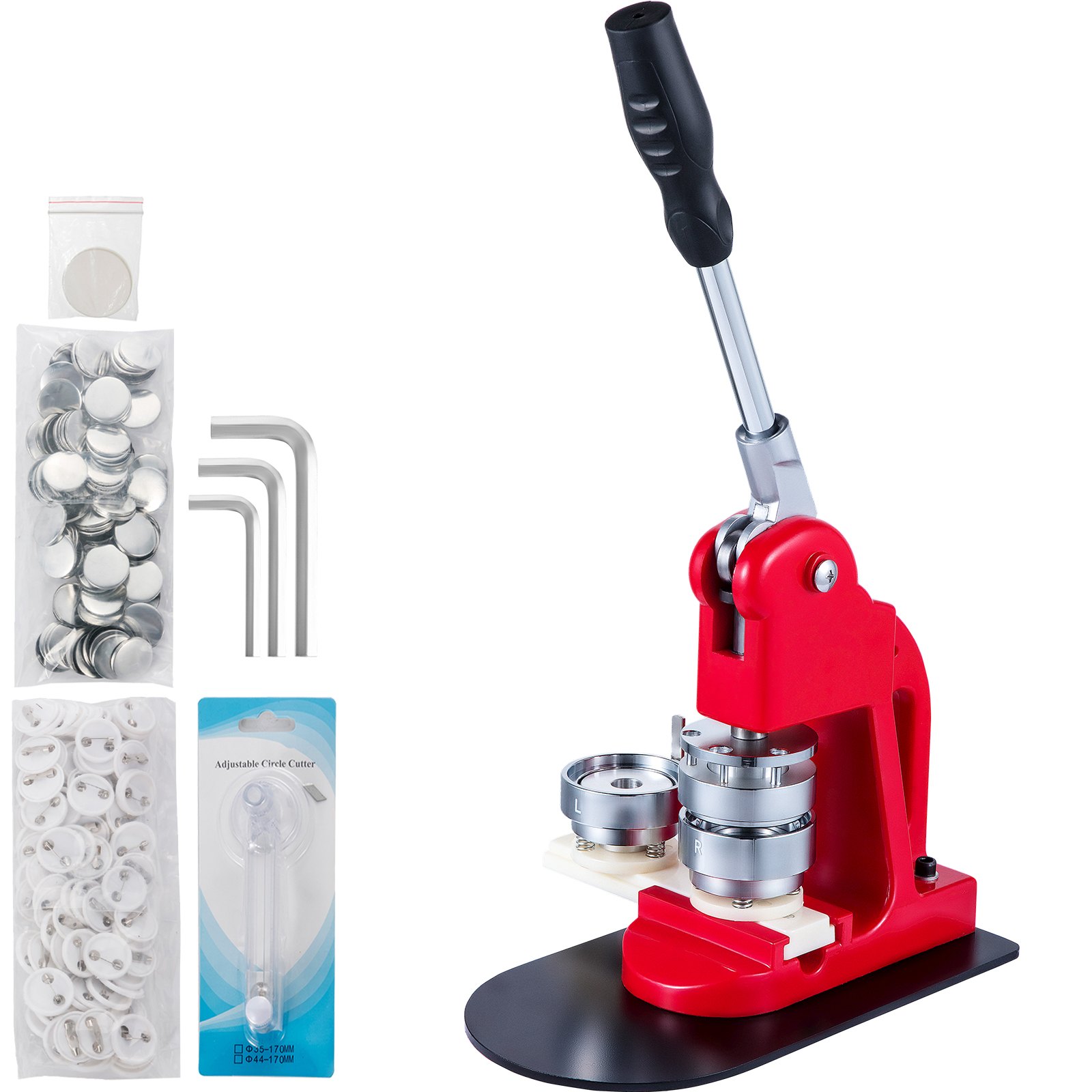 VEVOR Badgepersmachine 44 mm, Button Maker 1000 stuks, Badgepers met basisformaat van 16 x 29 cm, Stansmachine met gebruiksvriendelijke handgreep, voor het maken van badges en buttons
