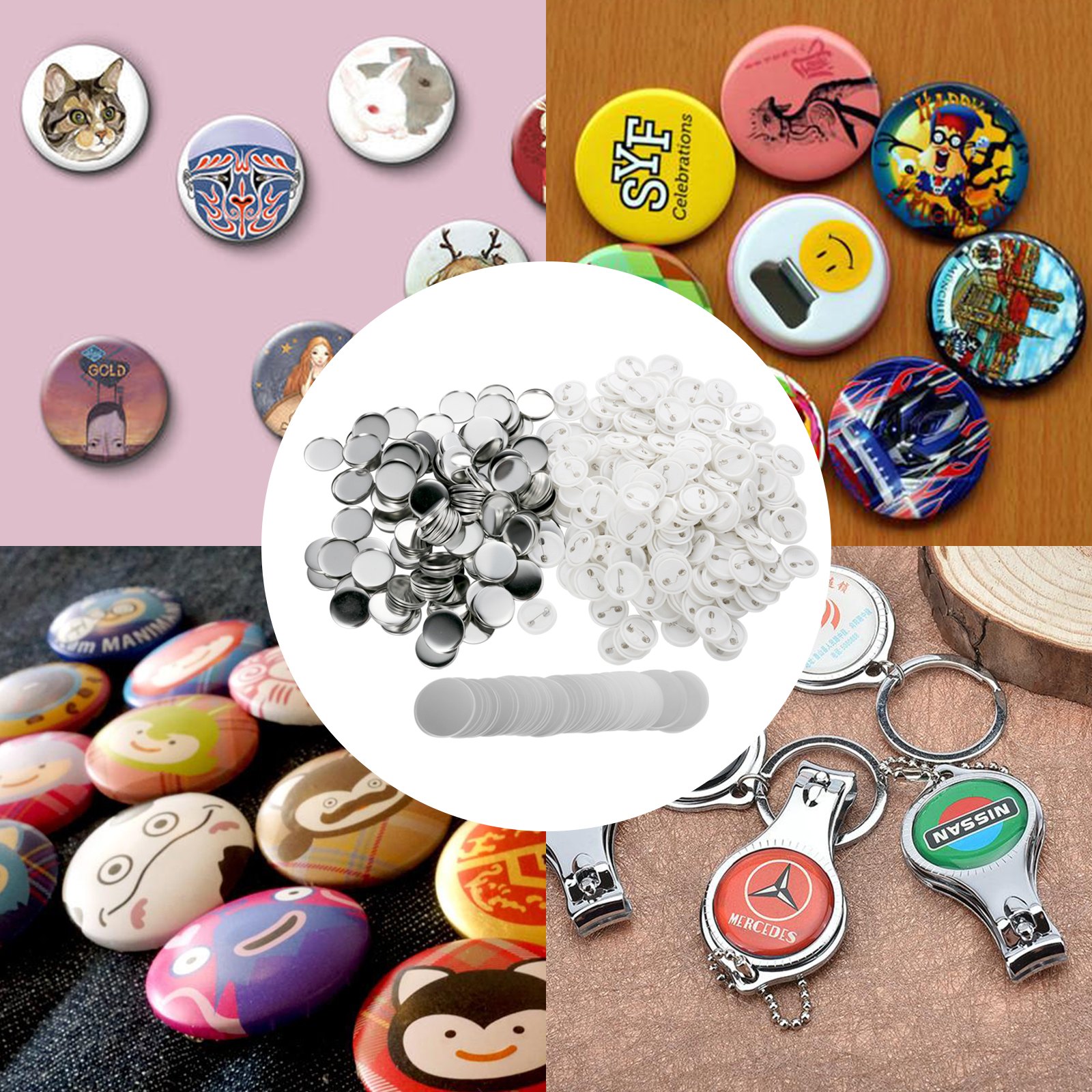 Vevor Diy Blanco Pin Badge Knop Badge Onderdelen Badge Making Kit 37 Mm 500-sets