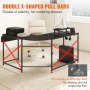 VEVOR Hoekbureau L-vormig bureau zwart 1500 x 1200 x 760 mm L-vormige tafel, L-vormig bureau, ruimtebesparend met kabelbeheer en displayhouder voor studie, thuis, kantoor enz.