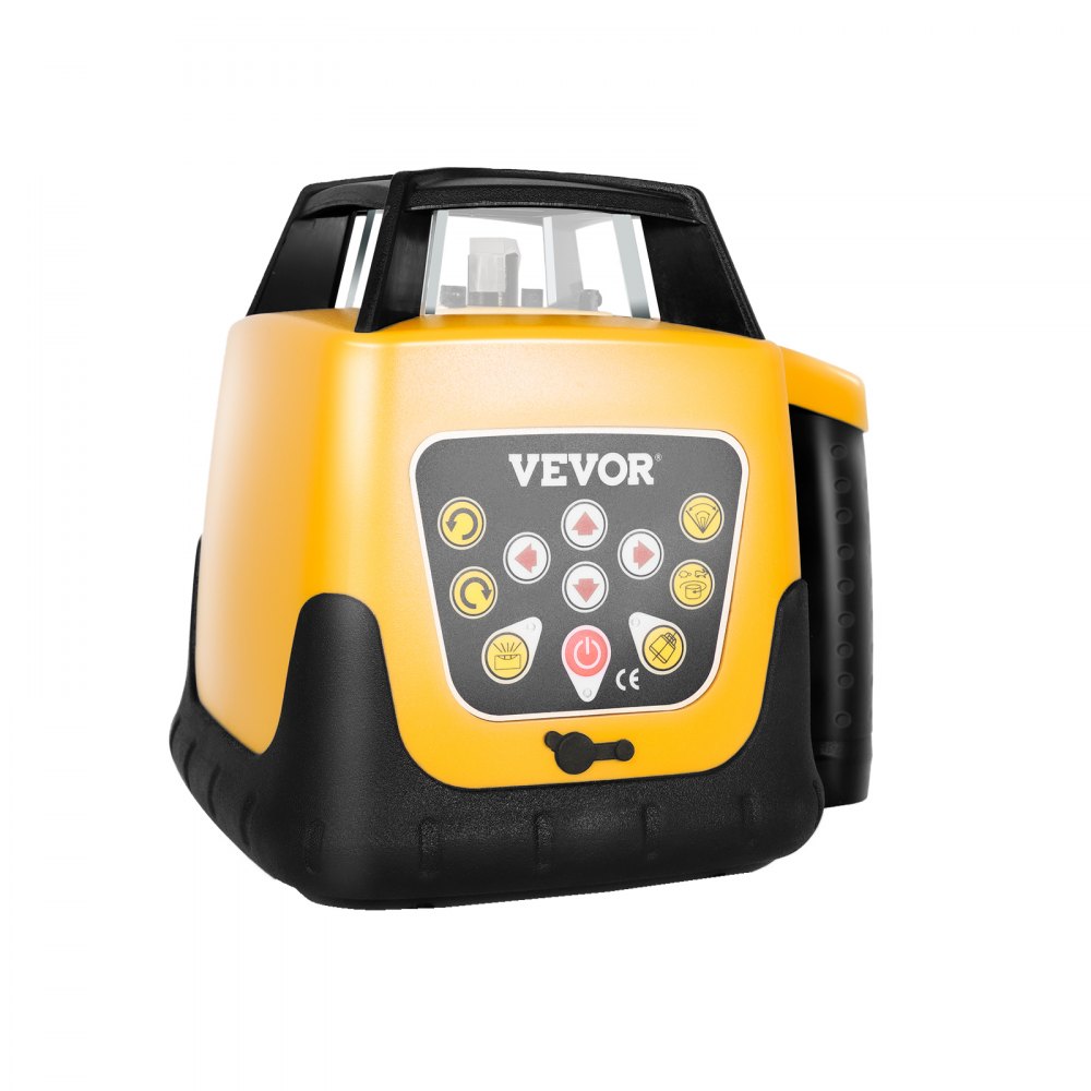 VEVOR Roterende Laserwaterpas, rode straal, 300 m bereik, instelbare kanteling, 360° draaibaar, zelfnivellerend, flexibele scanhoek, incl. afstandsbediening, ontvanger en draagtas