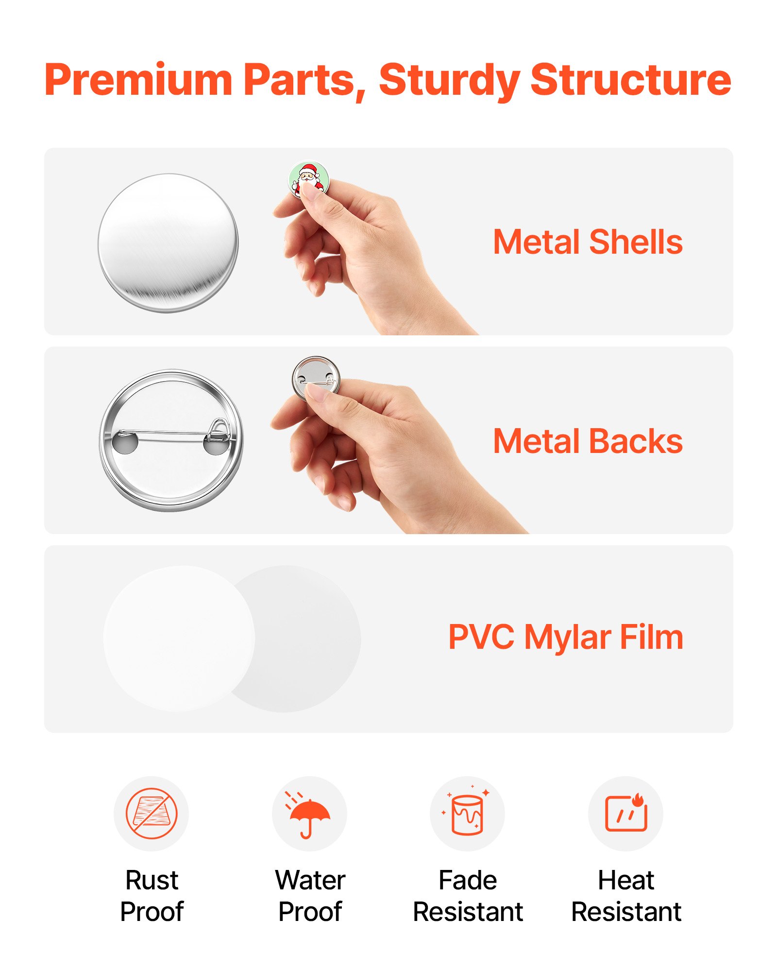 VEVOR Button Blanks 200-delige set, 32 mm, voor buttonmachines met veiligheidsspelden, transparante Mylar-folie en ronde blanco vellen voor doe-het-zelfprojecten thuis, schoolevenementen en individuele studio's.