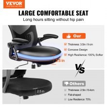 VEVOR ergonomische bureaustoel, bureaustoel met verstelbare hoofdsteun 60 mm, met armleuningen lendensteun, draaistoel schommelfunctie, directiestoel van gaas, rugvriendelijk, bureaustoel 130 kg