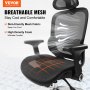 VEVOR ergonomische bureaustoel, bureaustoel met verstelbare hoofdsteun 80 mm, met armleuningen lendensteun, draaistoel schommelfunctie, directiestoel van gaas, rugvriendelijk, bureaustoel 130 kg