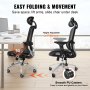 VEVOR ergonomische bureaustoel, bureaustoel met verstelbare hoofdsteun 80 mm, met armleuningen lendensteun, draaistoel schommelfunctie, directiestoel van gaas, rugvriendelijk, bureaustoel 130 kg