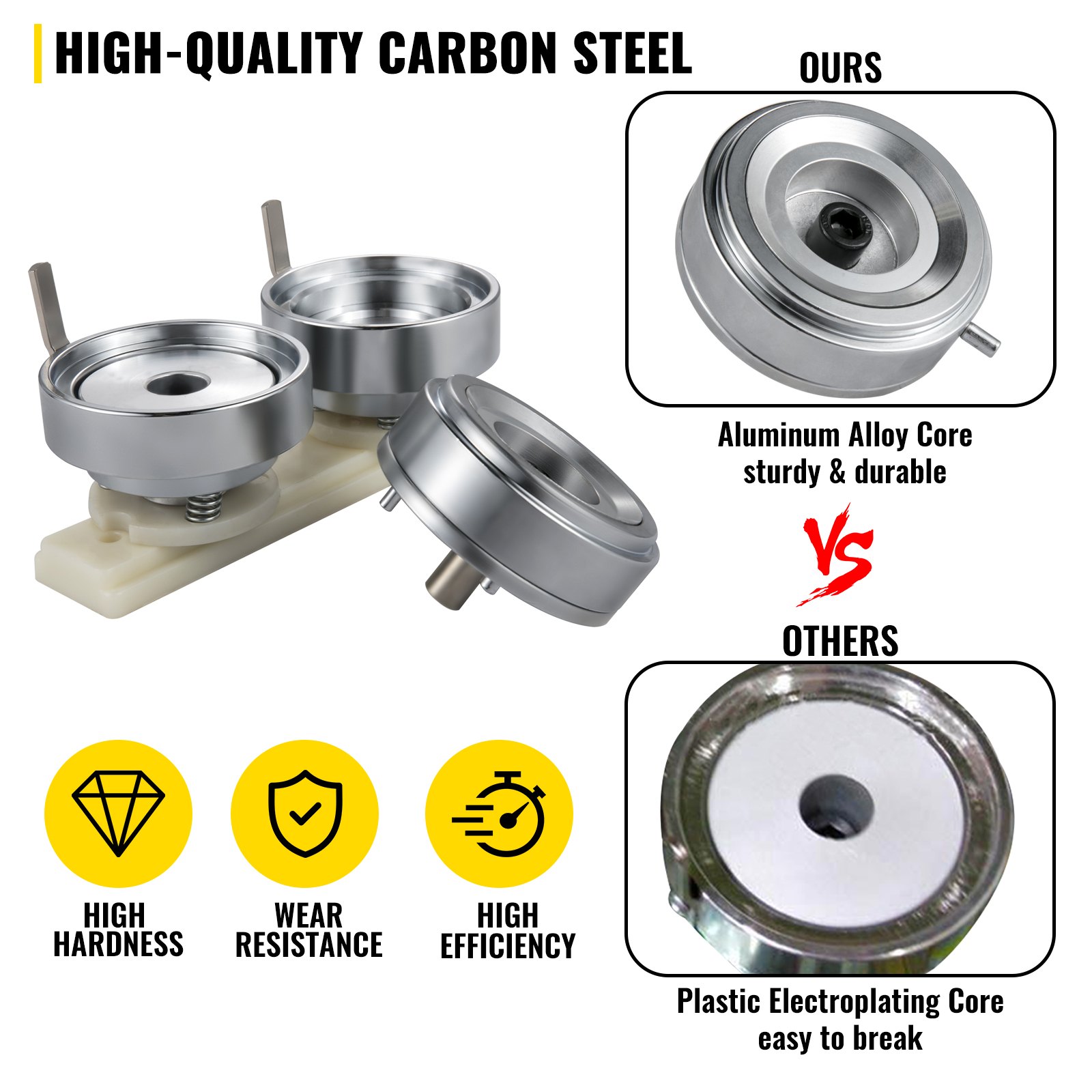 VEVOR Badge Punching Die 2.2 inch/56mm Round Punching Die with ABS Slide Button Die Carbon Steel Badge Maker Part Aluminum Alloy Core Compatible with Button Maker Making Machine for DIY Logo Badges