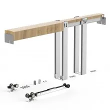 VEVOR Schuifdeurkozijnset voor deuren van 610-813 mm breed en 2032 mm hoog, schuifdeurset van gegalvaniseerd staal met tweeweg soft-closemechanisme en soepele glijding, voor woonkamer en badkamer