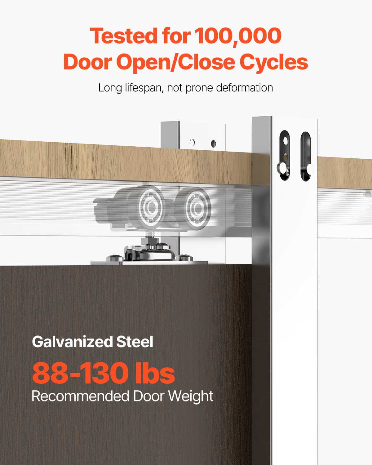 VEVOR Schuifdeurkozijnset voor deuren van 610–914 mm breed en 2134 mm hoog, schuifdeurset van gegalvaniseerd staal met tweeweg soft-closemechanisme en soepele glijding, voor woonkamer, badkamer