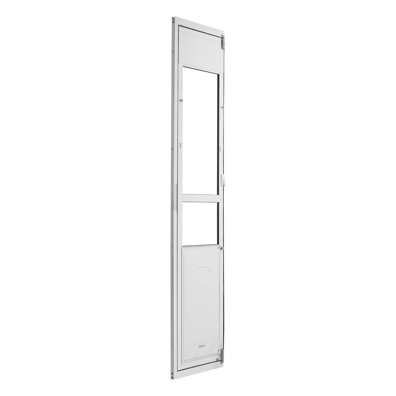 VEVOR hondenluik voor glazen schuifdeur, in hoogte verstelbaar van 1927 tot 2049 mm, frame van aluminiumlegering met klep en slot, voor extra grote honden, 180° draaibaar hondenluik, XL