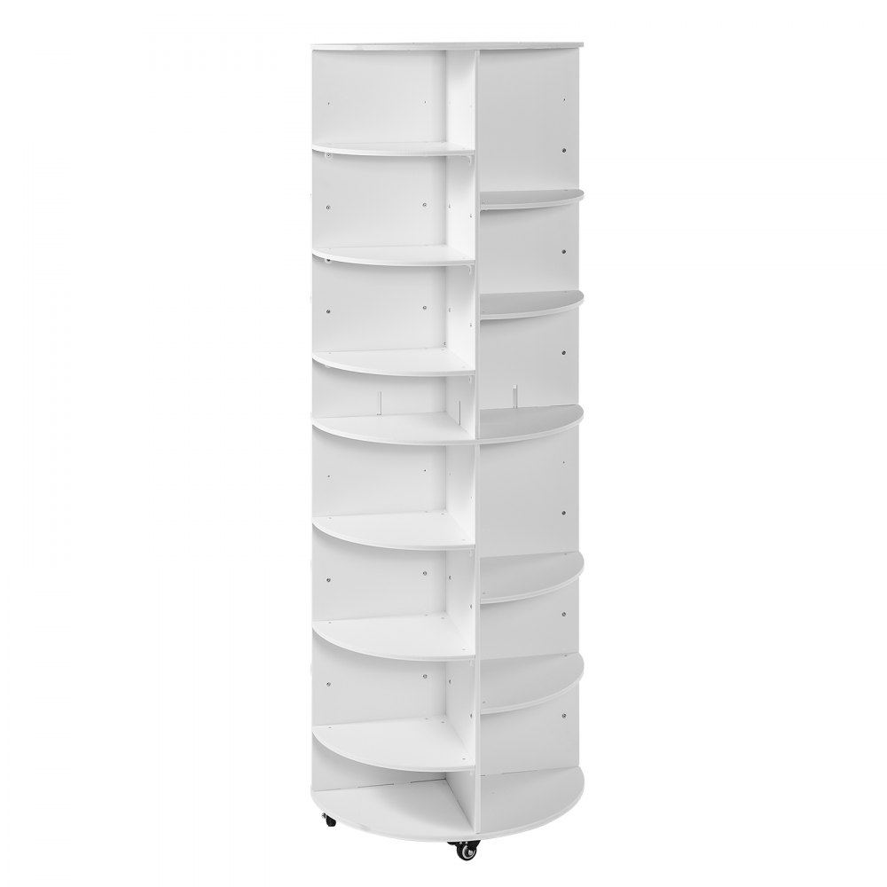 VEVOR Schoenenrek, Schoenenkast voor 28 paar schoenen (7 lagen), 360° draaibaar, rolbare schoenenopbergkast, schoenenrek voor slaapkamer, woonkamer, hal, wit, 588 x 588 x 1646 mm