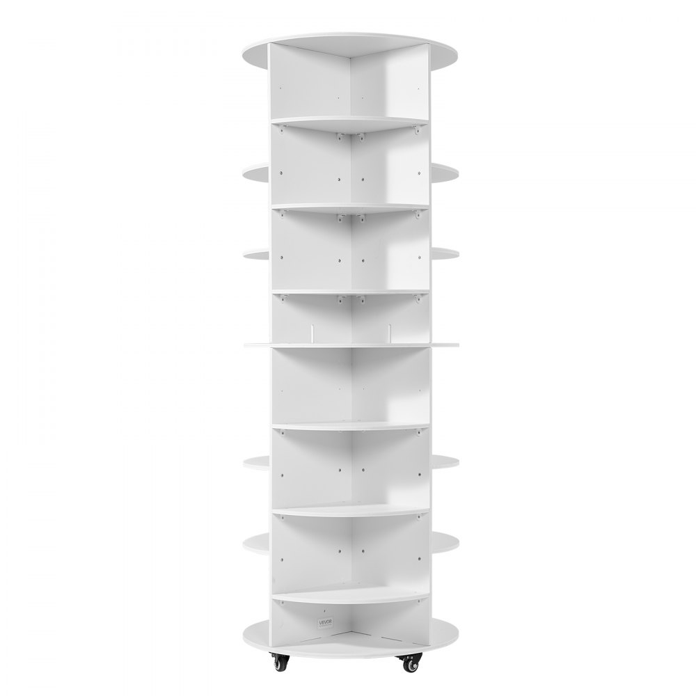 VEVOR Schoenenrek, Schoenenkast voor 28 paar schoenen (7 lagen), 360° draaibaar, rolbare schoenenopbergkast, schoenenrek voor slaapkamer, woonkamer, hal, wit, 588 x 588 x 1646 mm