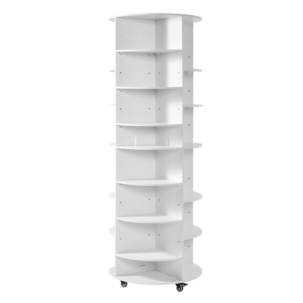 VEVOR Schoenenrek, Schoenenkast voor 28 paar schoenen (7 lagen), 360° draaibaar, rolbare schoenenopbergkast, schoenenrek voor slaapkamer, woonkamer, hal, wit, 588 x 588 x 1646 mm