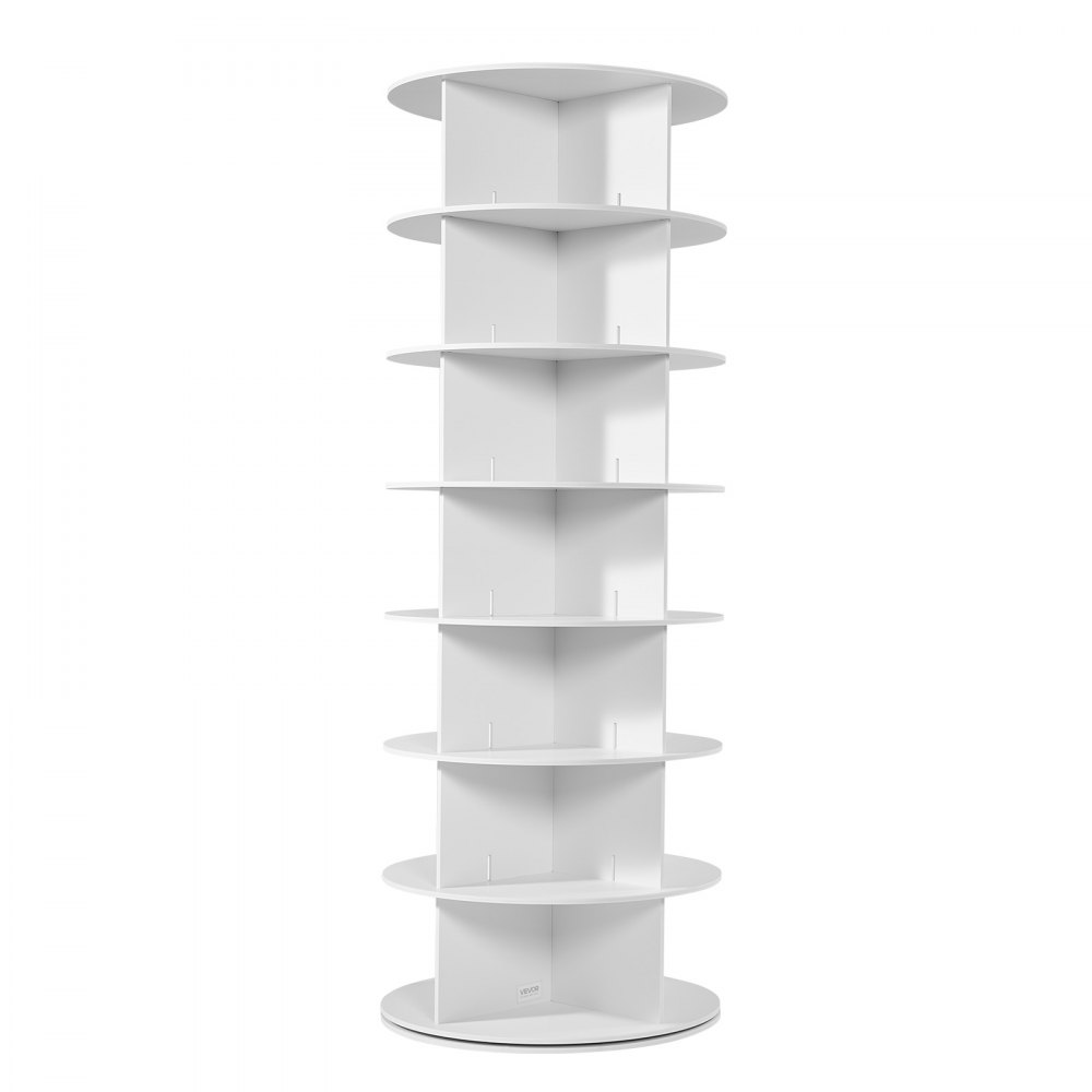 VEVOR Schoenenrek, Schoenenkast voor 28 paar schoenen (7 lagen), 360° draaibaar, Ruimtebesparende schoenenopbergkast, Schoenenrek voor slaapkamer, woonkamer, hal, Wit, 598 x 598 x 1620 mm