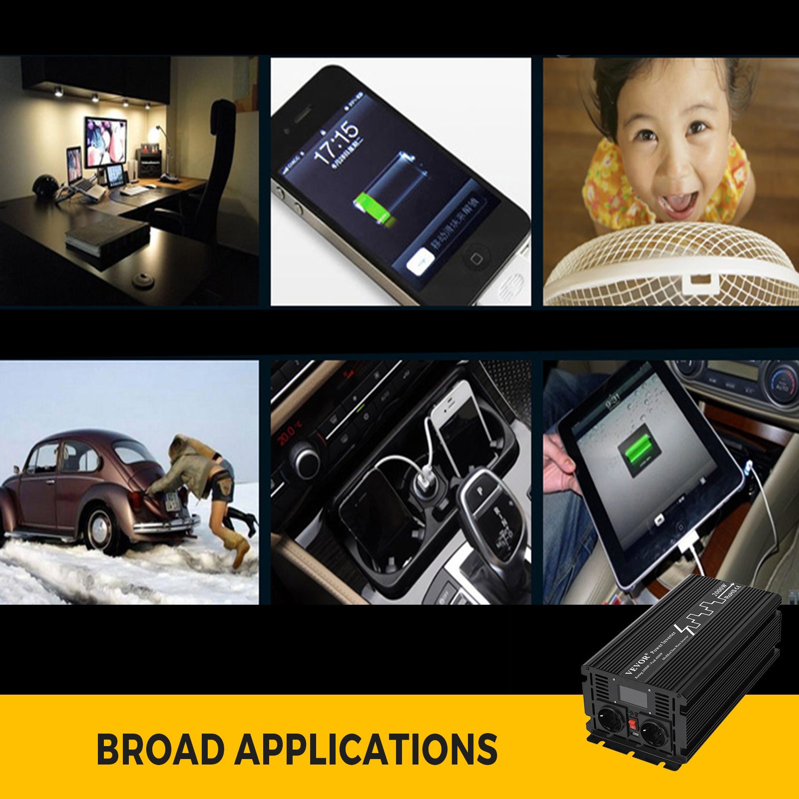 2000W omvormer 24V DC naar 230V AC omvormer met 4000W LCD display en afstandsbediening