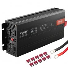 VEVOR Pure Sine Wave Inverter 3000W DC 12V AC 230V LCD Display Power Inverter with 3 AC Outlets 2 USB Ports 1 Type-C Port 10 Spare Fuses for Large Household Appliances