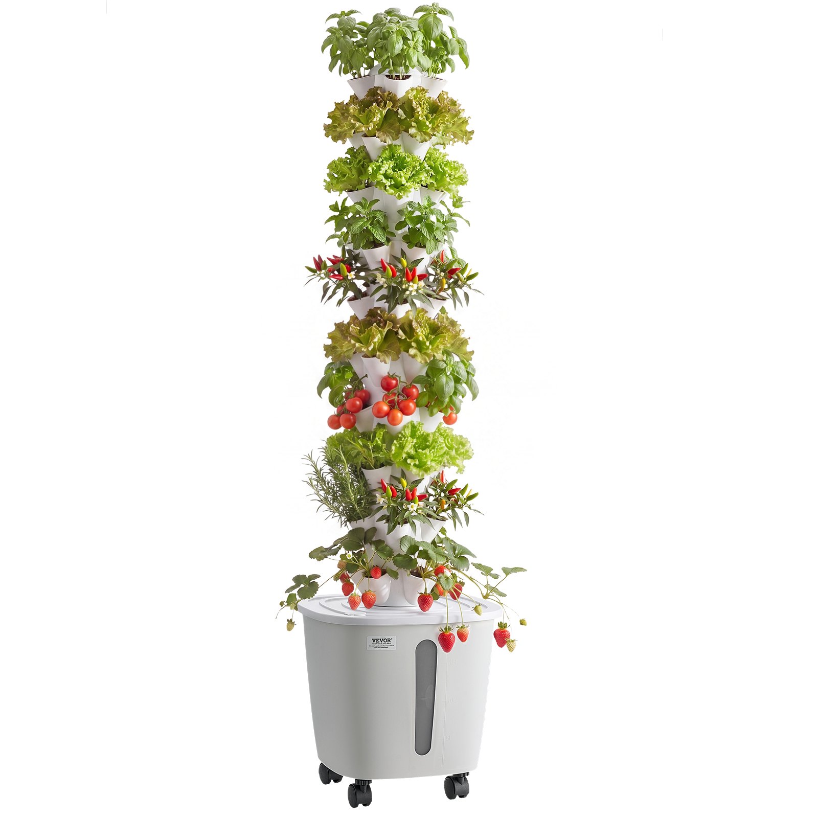 VEVOR Hydroponische Toren, 50 Pods, 10-laags Hydroponische Toren, Hydroponisch Kweeksysteem Kit met App Bediening, Wielen, 20L Watertank & Pomp, Binnen Hydroponische Toren voor Kruiden, Fruit & Groenten