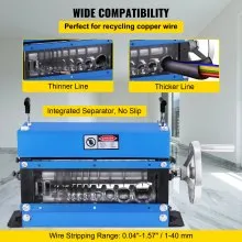 VEVOR Stripper Kabel Strip Machine handmatige draadstripmachine 1 mm-40 mm draagbare koperrecycling 10 bladen