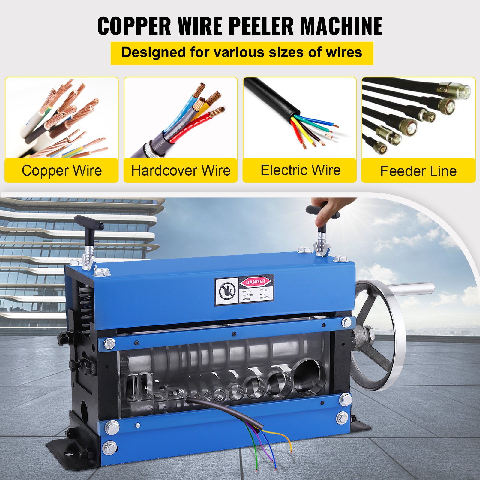 VEVOR Wire Stripper Multi-Purpose Wire Stripper 25 kg, Stripping Machine Adapted 10 mm, Wire Range with CE Certification, Diameter and Flat TPS Cable for Wiring Harness Processing
