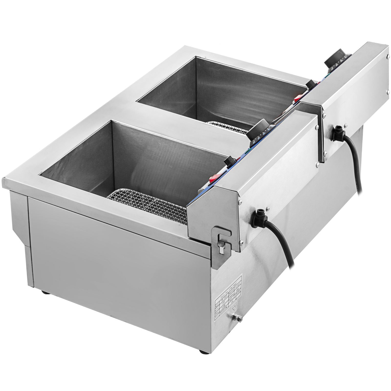 VEVOR Dubbele Elektrische Friteuse Dubbele Pan Friteuse 20 Liter Roestvrij Staal