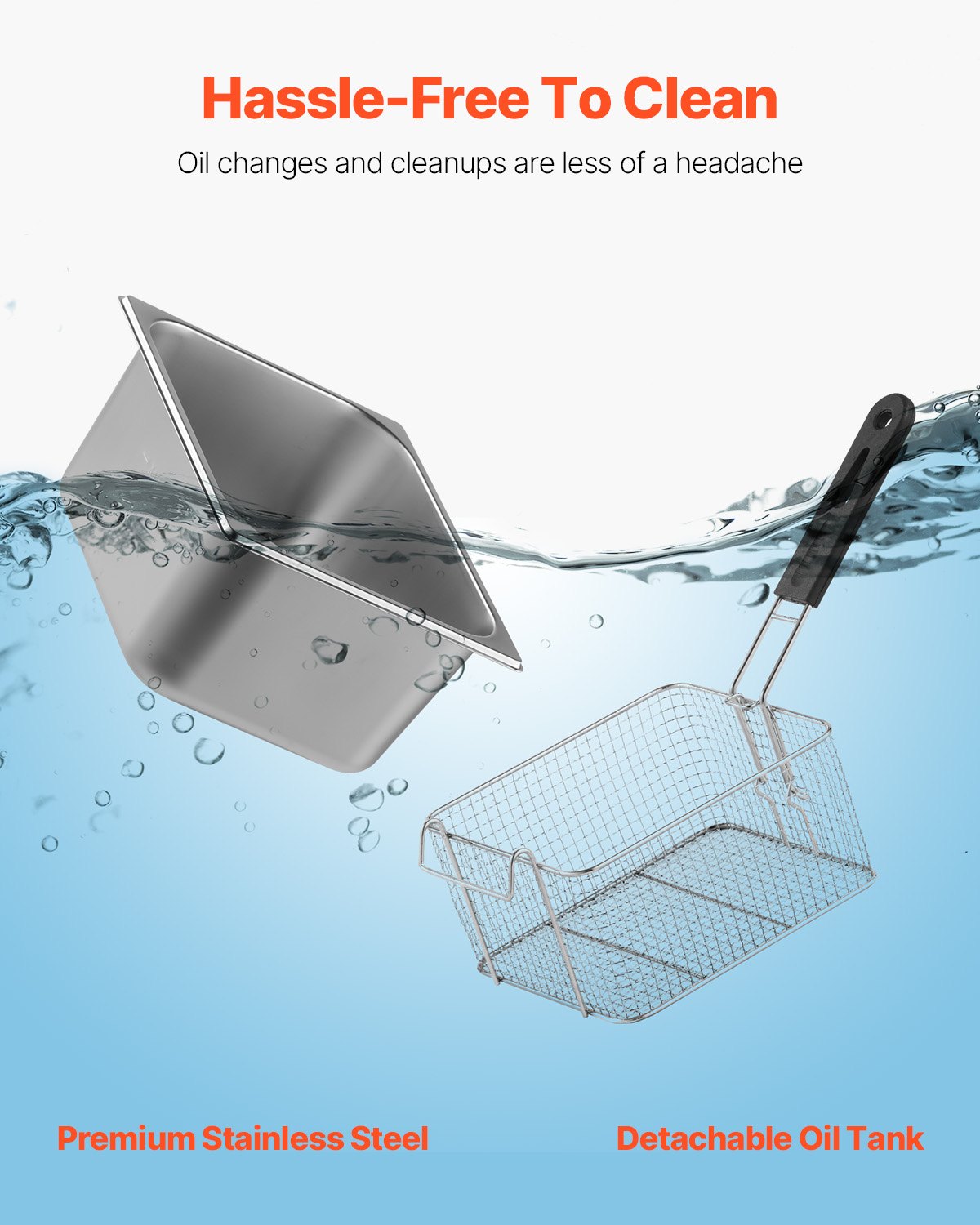 VEVOR wunicorn Friteuse 295 x 235 x 150 mm Commerciële elektrische friteuse, dubbele koude zone friteuse YB-82 Zilverkleurige friteuse - 6 L + 6 L 5000W 220V voor fastfoodrestaurants en snackbars 10 kg