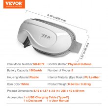 VEVOR Heated Eye Massager Eye Care Device 5 Modes Bluetooth Music 180° Foldable