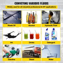 VEVOR luchtaangedreven dubbele membraanpomp, 1/2" inlaat en uitlaat, polypropyleen behuizing, 2,5 GPM en max. 120PSI, PTFE membraan pneumatische pomp voor petroleum, diesel, olie