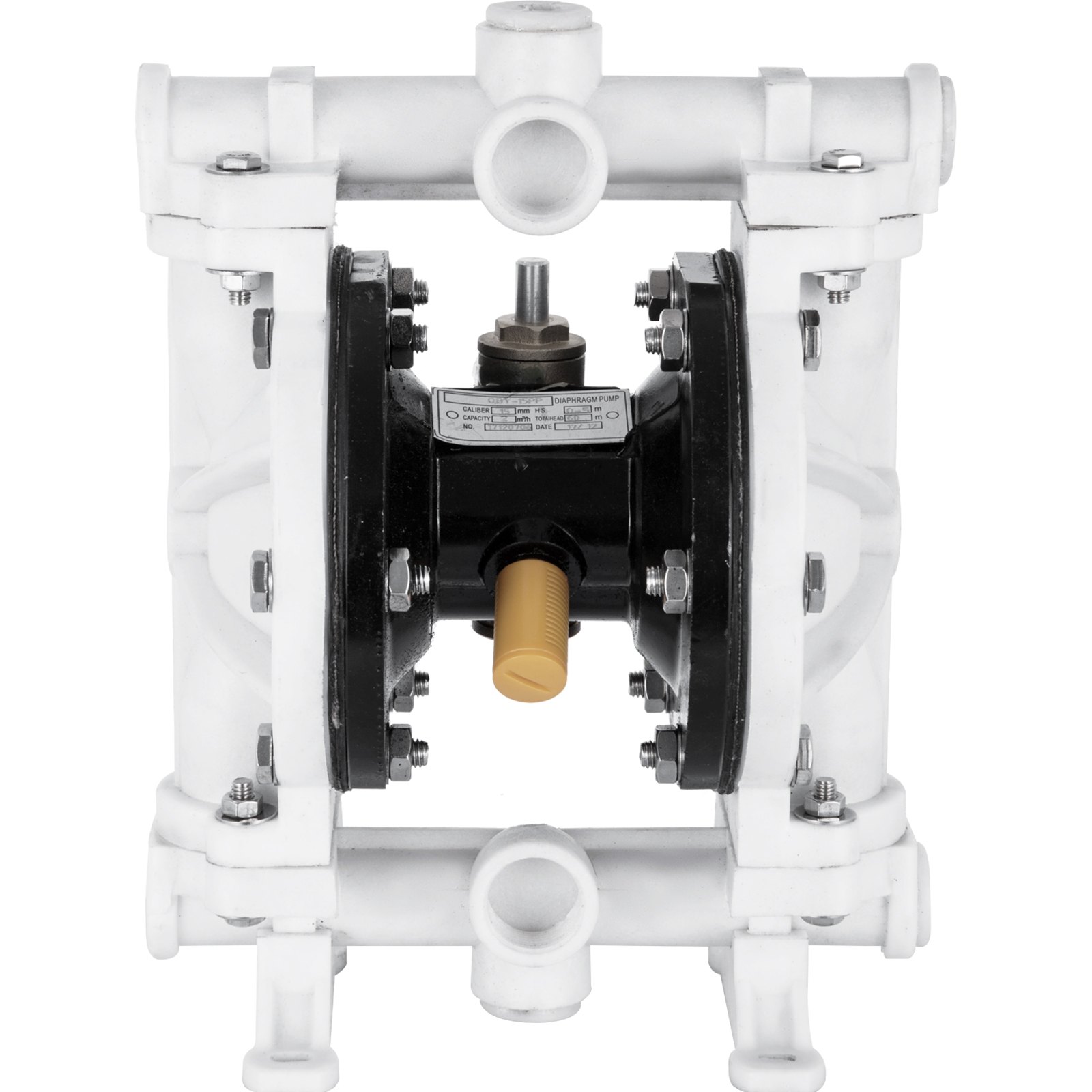 VEVOR Air-Operated Double Diaphragm Pump, 1/2 in Inlet & Outlet, Polypropylene Body, 2.5 GPM & Max 80PSI, PTFE Diaphragm Pneumatic Transfer Pump for Petroleum, Diesel, Oil & Low Viscosity Fluids