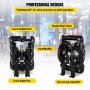 VEVOR Air-Operated Double Diaphragm Pump 1 inch Inlet Outlet Aluminum 35 GPM Max 120PSI, Nitrile Diaphragm, QBY4-25L-1inch-35