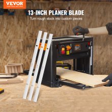 VEVOR Planer Blades Knives, 13-inch Thickness Planer Knives, 2 mm Thickened High Speed Steel Replacement HRC55-60 Hardness, Convenient Mounting Holes for Carpentry, Home DIY, Industries, Set of 3