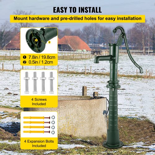 VEVOR handvat pomp tuinpomp waterpomp pomp stand gietijzeren nostalgie