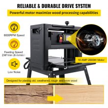 VEVOR Thickness Planer 13-Inch Benchtop Planer 2000W Wood Planer 8000 rpm Woodworking Planer 10 AMP Wood Planer Foldable 6m/min Planing Speed with Iron Stand Dust Exhaust for Woodworking Wooden Plank