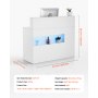 VEVOR Receptiebalie Rechthoekige Tafel, Receptiebalie Verkoopbalie Kassa met LED-verlichting, 2 Laden en Stopcontacten, voor Kassier Schoonheidssalon Kantoor, Wit