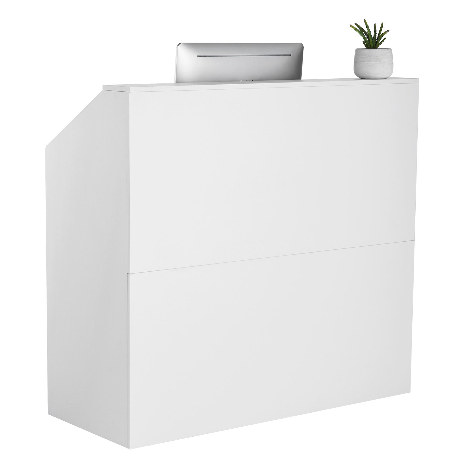 VEVOR Reception Desk, 46.46 x 19.69 x 43.90 in  Rectangular Front Counter Table, Office Reception Desk, Retail Counter and Front Reception Counter, for Checkout, Lobby, Beauty Salon and Office, White