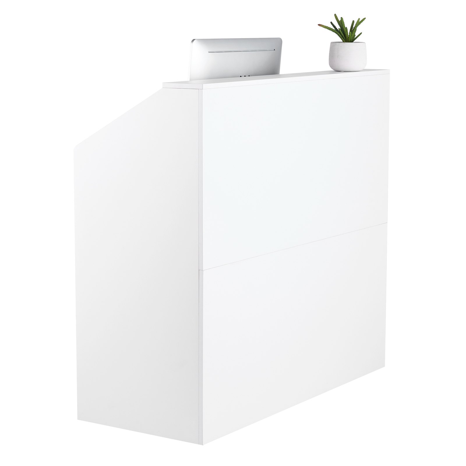 VEVOR Reception Desk, 46.46 x 19.69 x 43.90 in  Rectangular Front Counter Table, Office Reception Desk, Retail Counter and Front Reception Counter, for Checkout, Lobby, Beauty Salon and Office, White