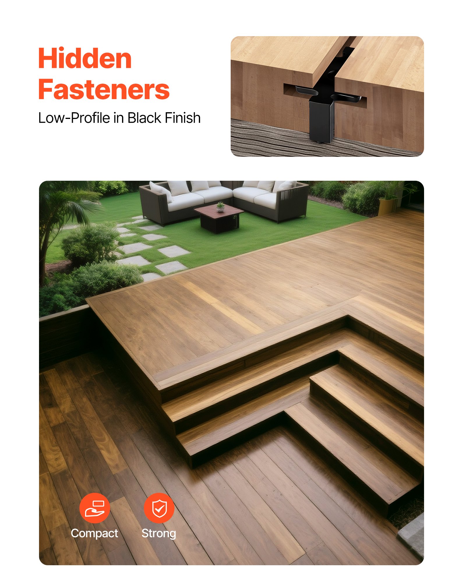 VEVOR 900x verborgen bevestigingen, afstandhouders voor vlonderplanken, universele composiet T-clips en kunststof bevestigingen met schroeven, geschikt voor plankafstanden van 6,5 mm en plankhoogte van 10 mm