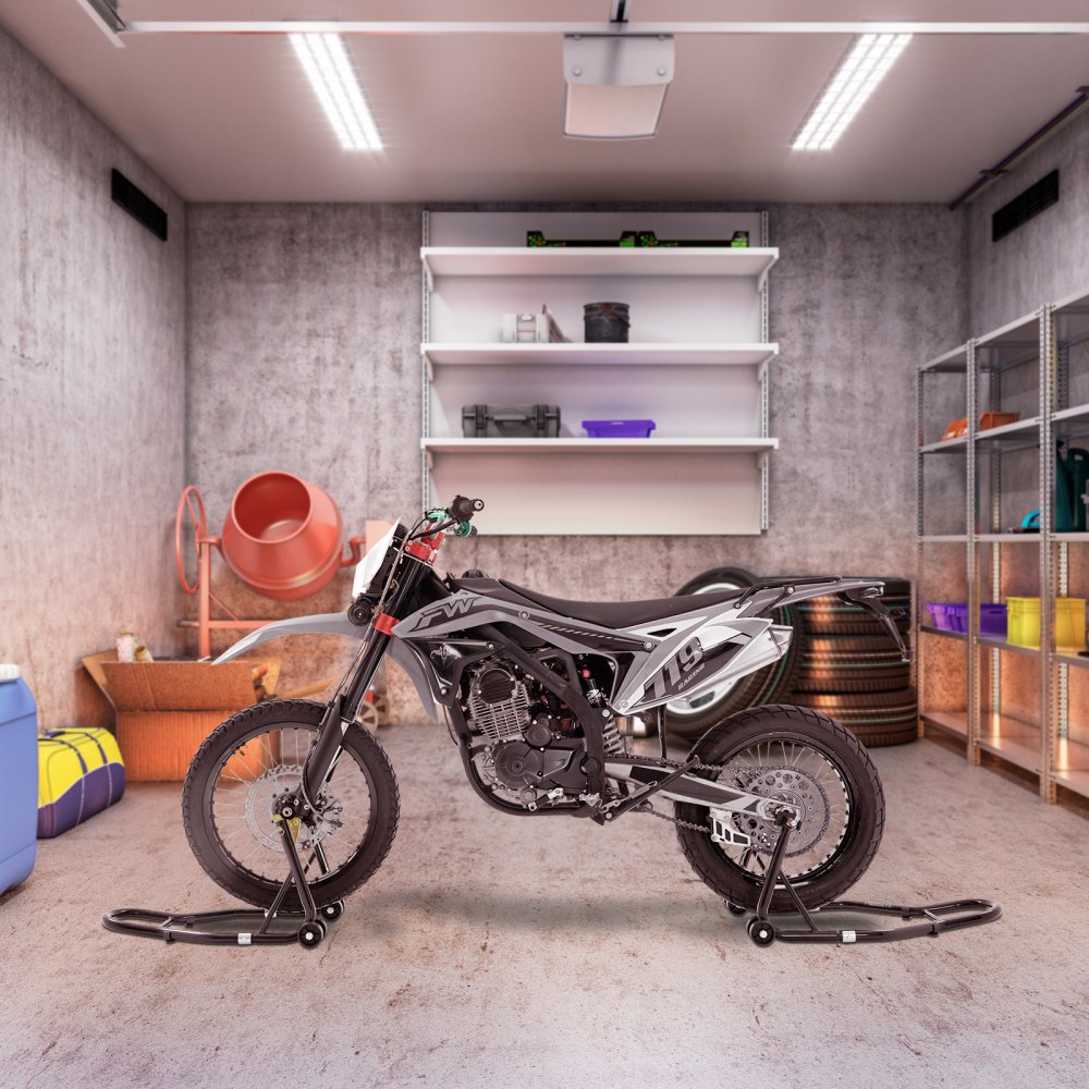 VEVOR Motorfietsstandaardset Montagestandaard Achter & Voor 0,39 t Laadvermogen, U-type + L-type + Dubbele vorkkoppen, 225-350 mm / 230-330 mm / 165-240 mm Rolbaar Montagestandaard Montagelift Montagekrik