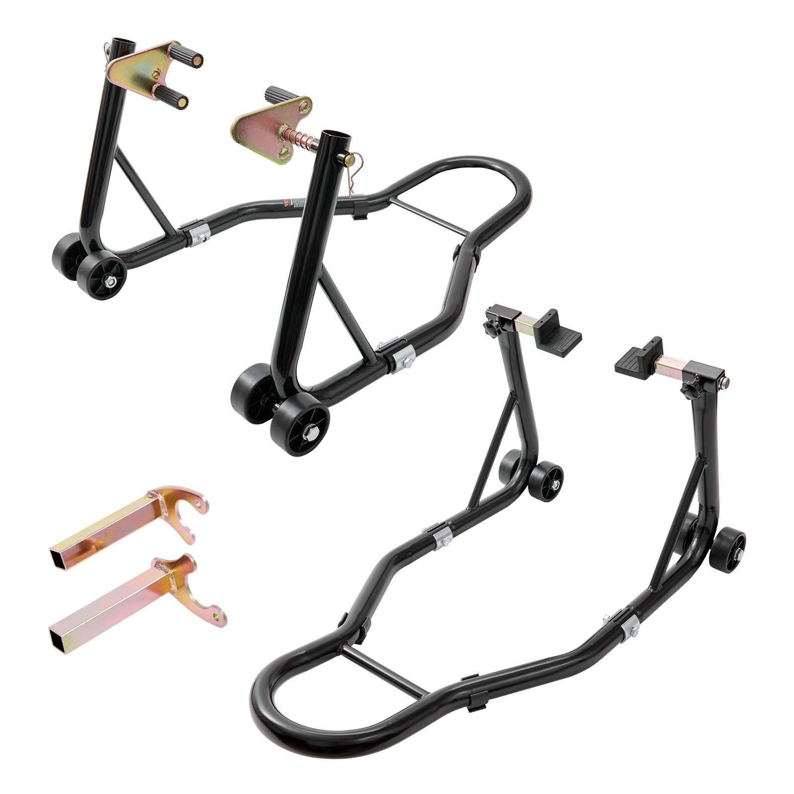 VEVOR Motorfietsstandaardset Montagestandaard Achter & Voor 0,39 t Laadvermogen, U-type + L-type + Dubbele vorkkoppen, 225-350 mm / 230-330 mm / 165-240 mm Rolbaar Montagestandaard Montagelift Montagekrik