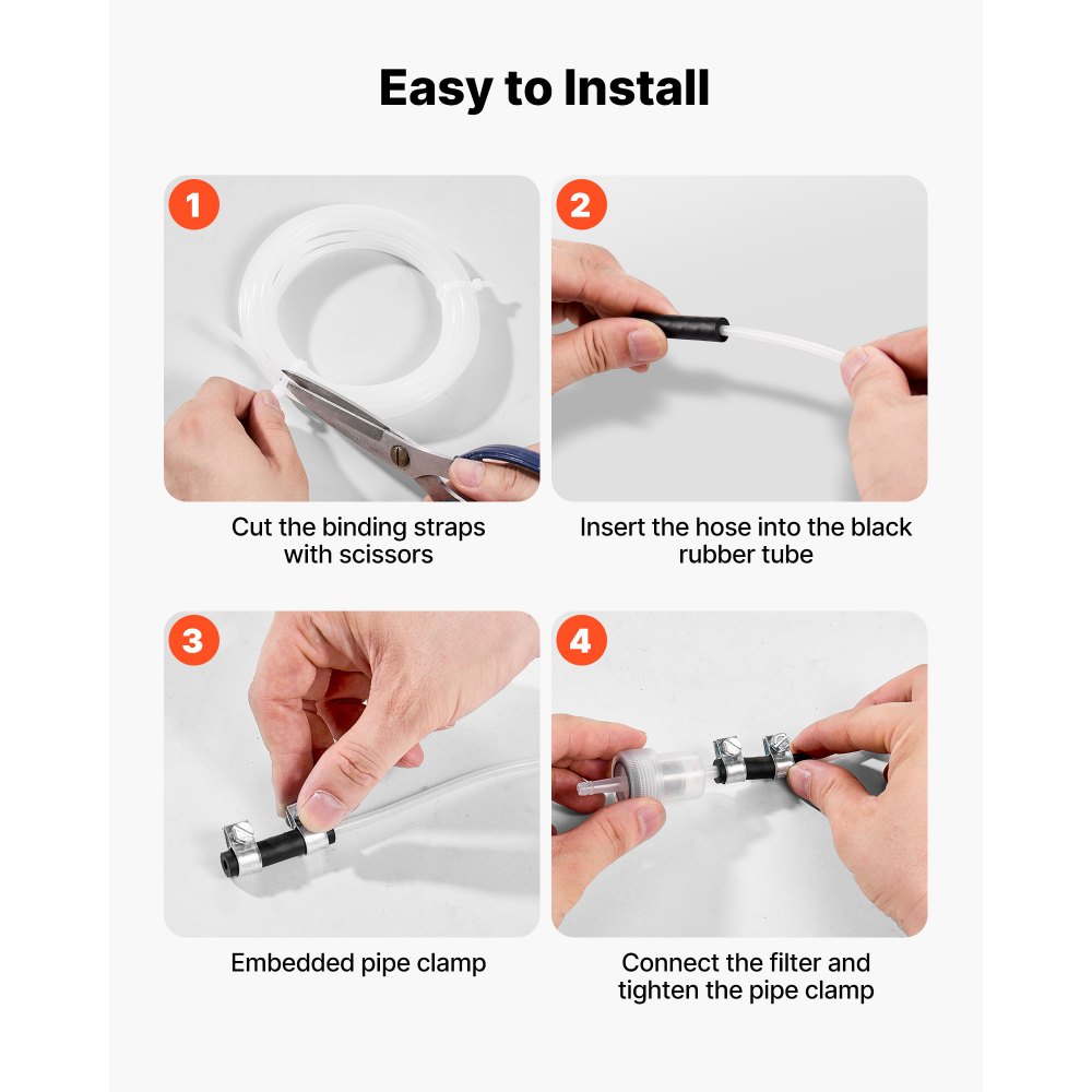 VEVOR Fuel Pipe Hose Line Kit, 196.9″ Diesel Heater Fuel Line Kit, Replaceable Parking Heater Fuels Lines Kits with Lines Filters Clips & Hoses, Tank Diesel Heater Accessories for 2KW 5KW 8KW Heaters