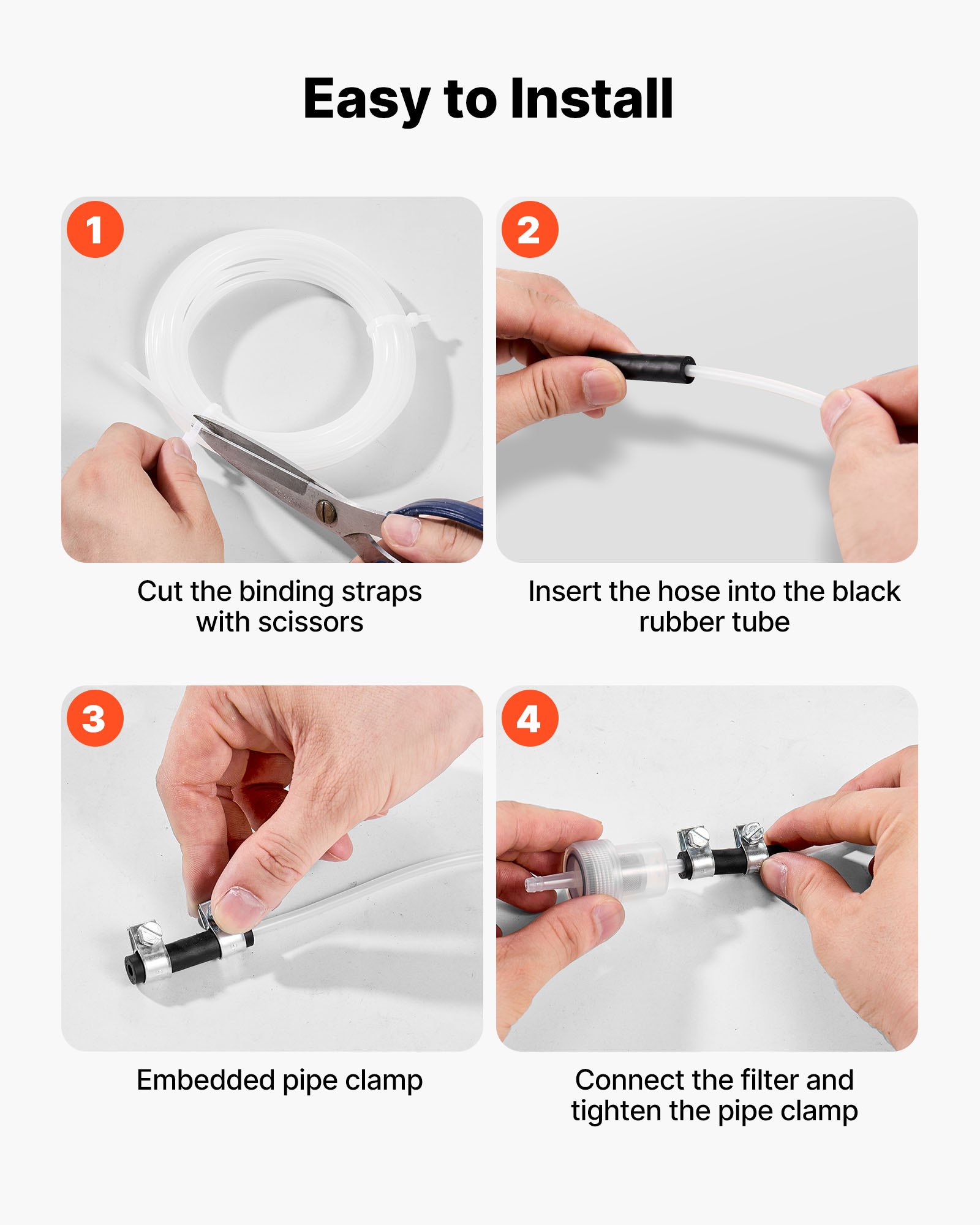 VEVOR Fuel Pipe Hose Line Kit, 196.9″ Diesel Heater Fuel Line Kit, Replaceable Parking Heater Fuels Lines Kits with Lines Filters Clips & Hoses, Tank Diesel Heater Accessories for 2KW 5KW 8KW Heaters