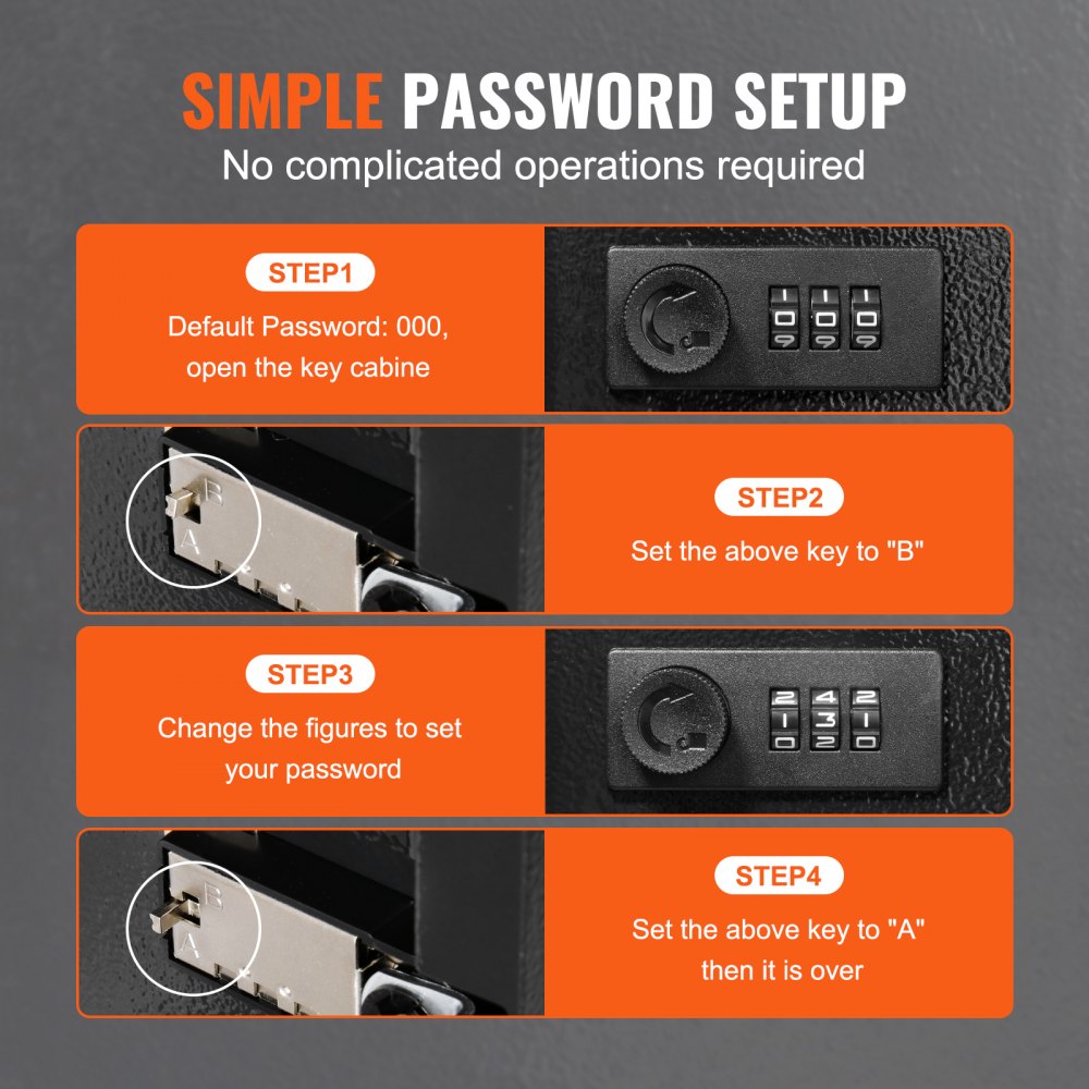 VEVOR Sleutelkast Sleutelkast 48 Sleutels, Zwarte Sleutelkast Sleutelkluis Verstelbare, Afsluitbare Sleutelkast met 6 x Sleutelhouders, 2 x Sleutels en 1 x Indexkaart