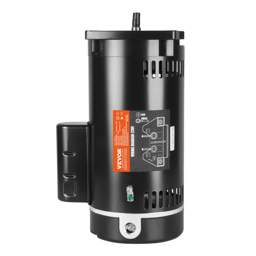 VEVOR 2 HP zwembadpompmotor, 56Y frame, 230 V (7,8 ampère), 3450 tpm, 60 Hz, 1,3 duty-factor, 50 μF/250 V condensator, linksdraaiende vierkante flens vervangende motor
