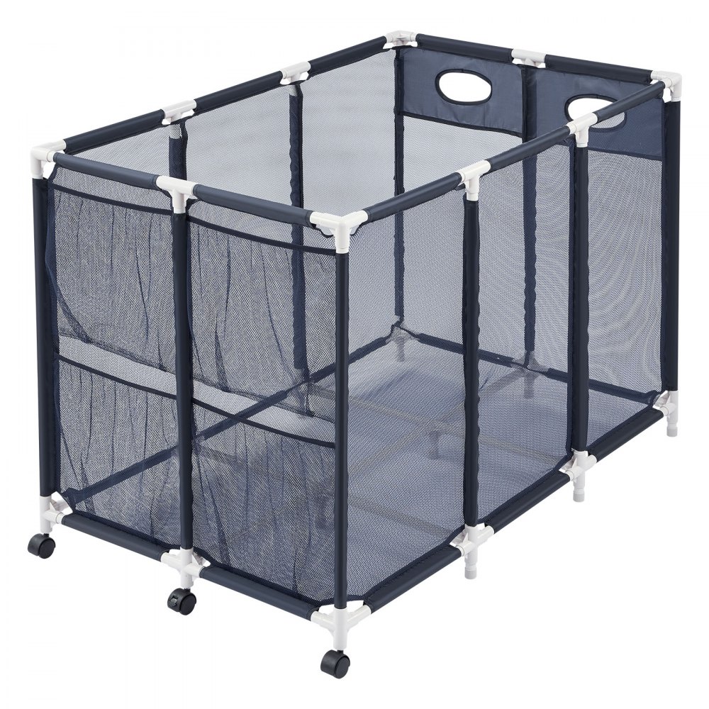 VEVOR Zwembadopbergbox 120 x 77 x 86,5 cm, Zwembadopbergbox met 3 wielen, Gaasorganizer met kunststof frame en zijvakken, Opbergmand voor zwembadnoedels en zwemuitrusting