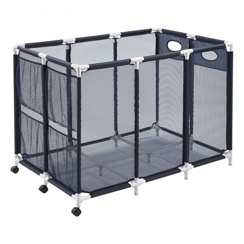VEVOR Zwembadopbergbox 120 x 77 x 86,5 cm, Zwembadopbergbox met 3 wielen, Gaasorganizer met kunststof frame en zijvakken, Opbergmand voor zwembadnoedels en zwemuitrusting
