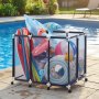 VEVOR Pool Storage Bin, 122 x 84 x 99 cm, Rolling Pool Float Storage Organizer with Casters, Durable Plastic Frame, Poolside Toys Noodles Holder, Breathable Mesh Basket for Swimming Pools