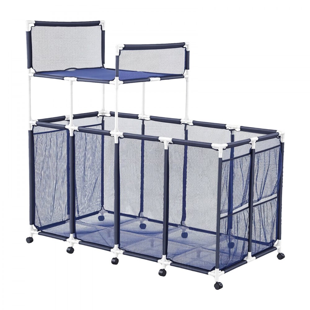 VEVOR Zwembadopbergbak 169x85x165 cm, organizer met zijvakken, PVC-frame, gaasmand, opbergdoos, opbergmand, opbergwagen voor zwembadspeelgoed