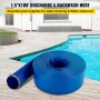 VEVOR Discharge Hose, 1-1/2" x 100', PVC Fabric Lay Flat Hose, Heavy Duty Backwash Drain Hose with Clamps, Weather-proof & Burst-proof, Ideal for Swimming Pool & Water Transfer, Blue