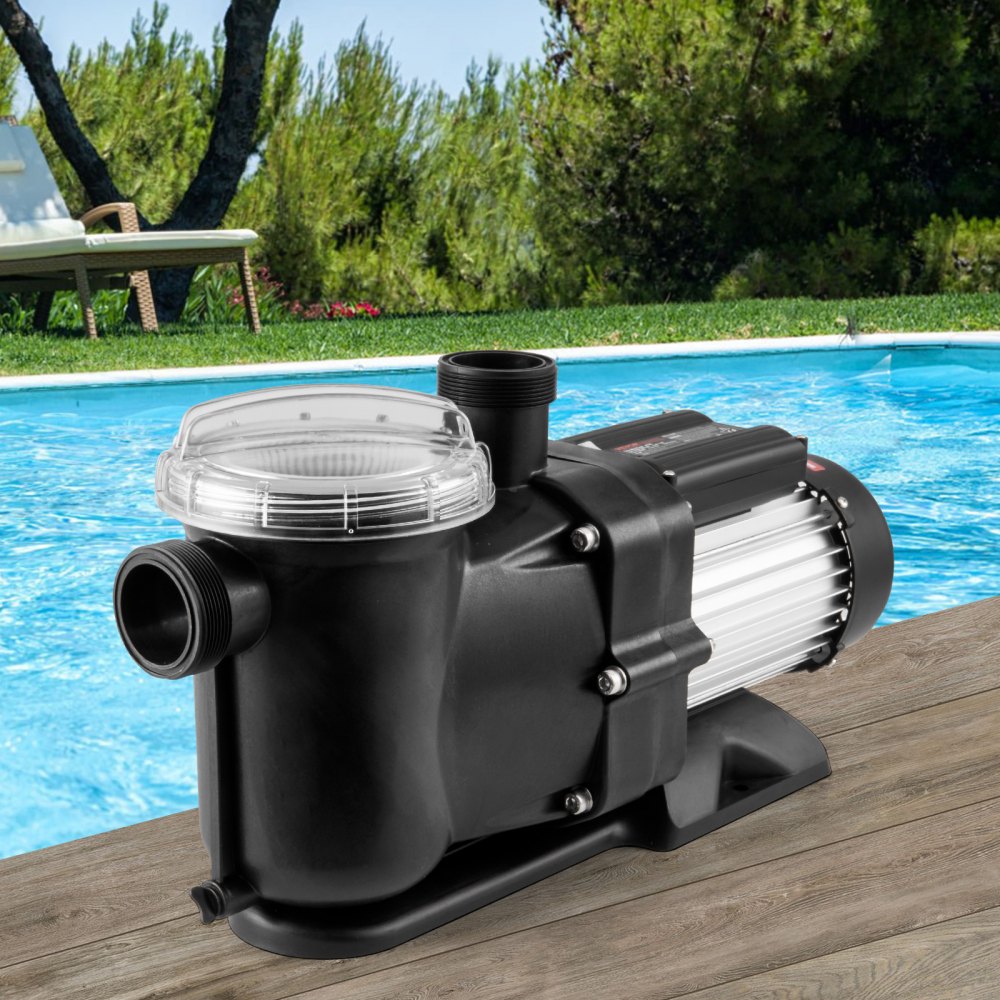 VEVOR Zwembadpomp 1,5 pk, max. 100 GPM, enkelvoudige snelheid zwembadpomp, 220 V, 2850 tpm, max. opvoerhoogte 15 m, filterpomp met filtermand, voor bovengrondse zwembaden, hottubs en spa's