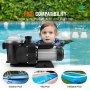VEVOR Above Ground Pool Pump, 1.5HP, 100 GPM Max. Flow Single Speed Swimming Pool Pump, 220V 2850RPM 15M Max. Head Lift Pool Pump with Filter Basket, for Above Ground Pools Hot Tubs Spas, UL Certified