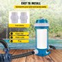 VEVOR Pool Cartridge Filter, 100Sq. Ft Area Inground, Above Ground Swimming Pool Filter System with Polyester Cartridge, Corrosion-proof, Auto Pressure Relieve, 2 Unions Included