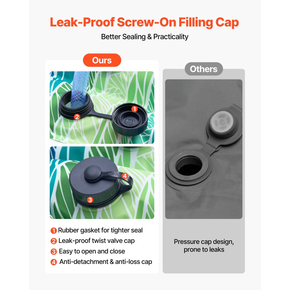 VEVOR Pool Cover Water Bags, 5 Packs 8 Ft, Double Chamber Pool Cover Water Tubes with Reflective Strips, 0.3mm Thick PVC Bags Weights with Leakproof Screw Cap, for Winter Inground Swimming-Pool Covers